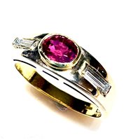 Anneau Femme Anni '80 in Or jaune Rubino RUB CT 0.55 DIA CT 0.20 G/VS_